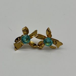 Vintage Gold and Turquoise Stone Screw Back Earrings